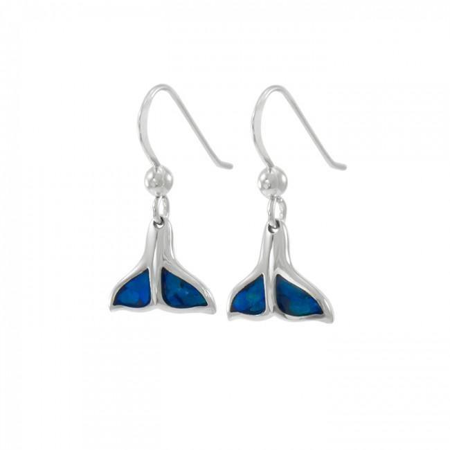 Inlaid Whale Tail Silver Earrings TE2501