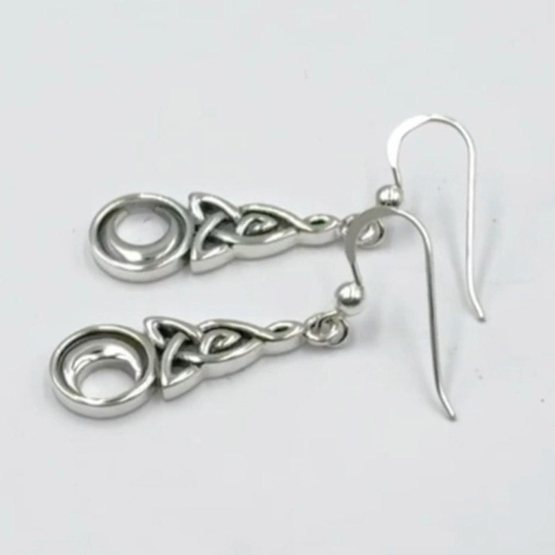 Celtic Triquetra with Crescent Moon Sterling Silver Earrings TE2565