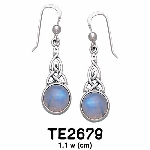 Celtic Triquetra Knot Sterling Silver Earrings With Gem TE2679