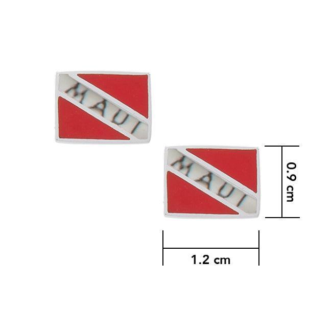 Maui Island Dive Flag and Dive Equipment Silver Post Earrings TE2695