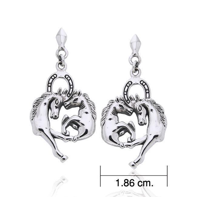 Horses Horseshoe Silver Earrings TE2707