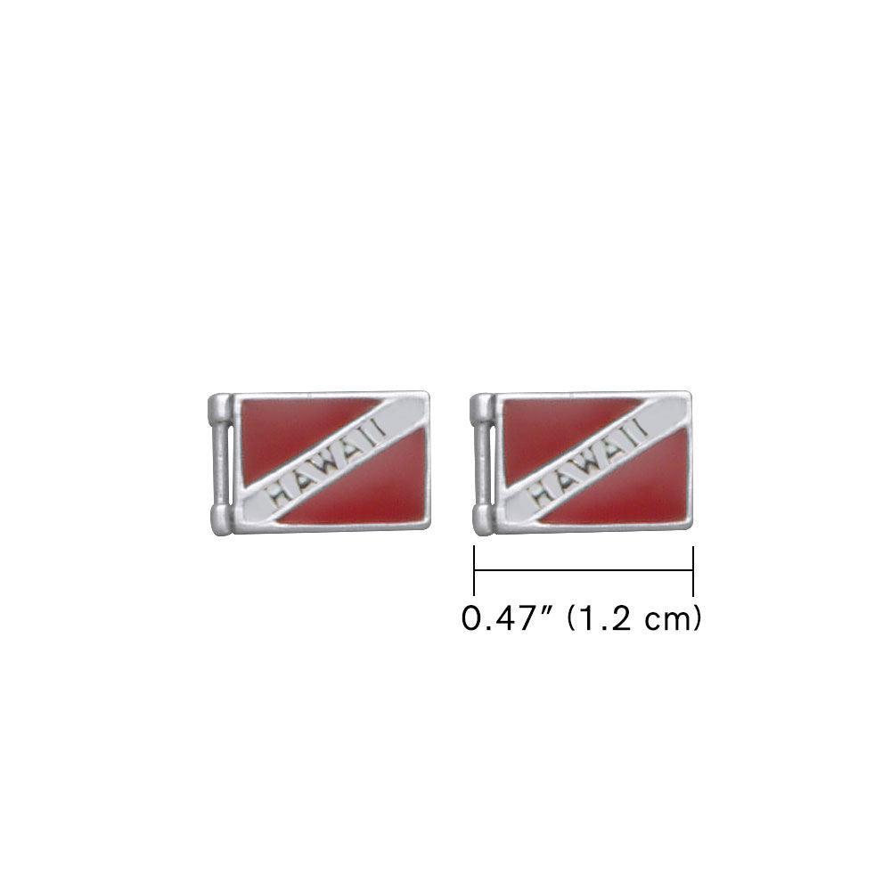 Hawaii Island Dive Flag and Dive Equipment Silver Post Earrings TE2718