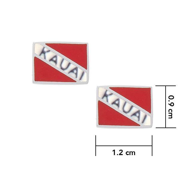 Kauai Island Dive Flag and Dive Equipment Silver Post Earrings TE2722