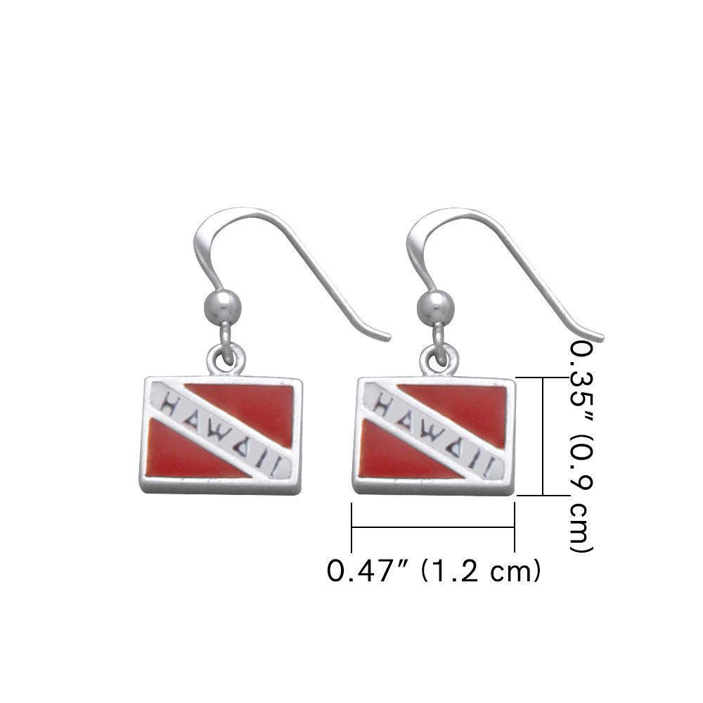 ็Hawaii Island Dive Flag and Dive Equipment Silver Hook Earrings TE2725