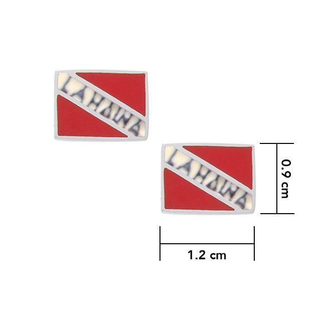 Lahaina Island Dive Flag and Dive Equipment Silver Post Earrings TE2728