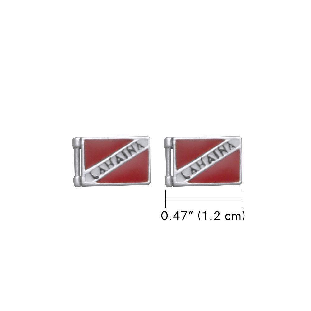 Lahaina Island Dive Flag and Dive Equipment Silver Post Earrings TE2731