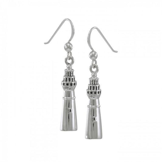 One of a kind Portland Head Lighthouse ~ Sterling Silver Jewelry Hook Earrings TE2845