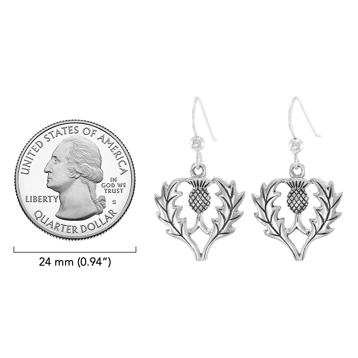 Scottish Thistle Sterling Silver Earrings TE2874*