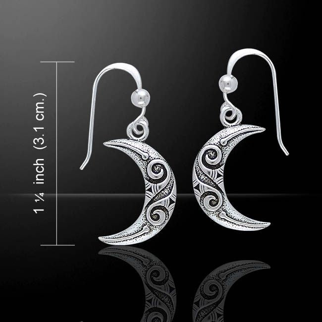 Crescent Moon Spiral Sterling Silver Earrings By Courtney Davis TE2914