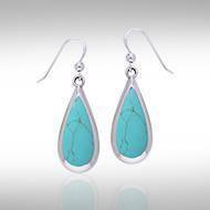 Pear Cabochon Gemstone Silver Earrings TE2942