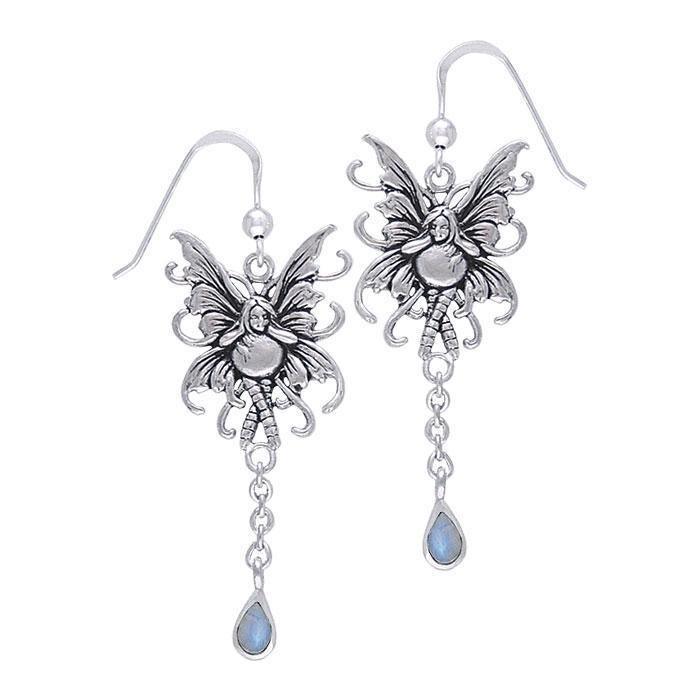 Gentle Bubble Rider Fairy Sterling Silver Dangle Earrings by Amy Brown TE2964