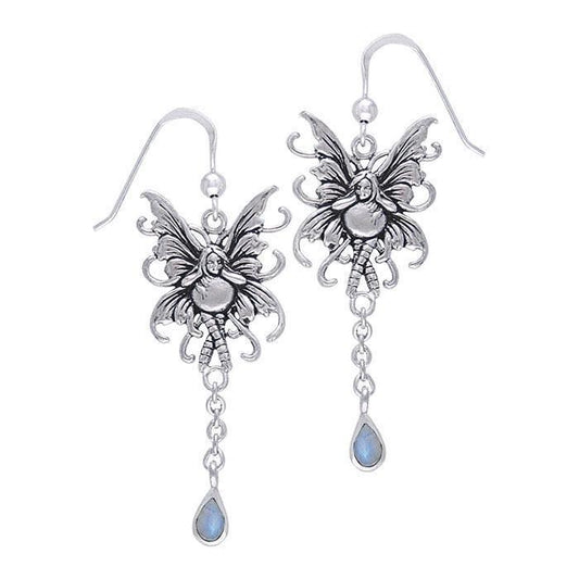 Gentle Bubble Rider Fairy Sterling Silver Dangle Earrings by Amy Brown TE2964