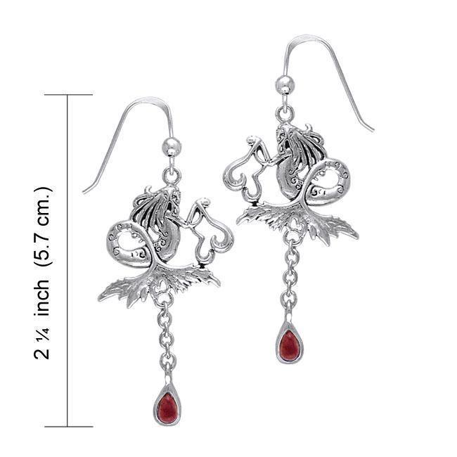 Dark Water Fairy Silver Earrings with Dangling Gemstone TE2966