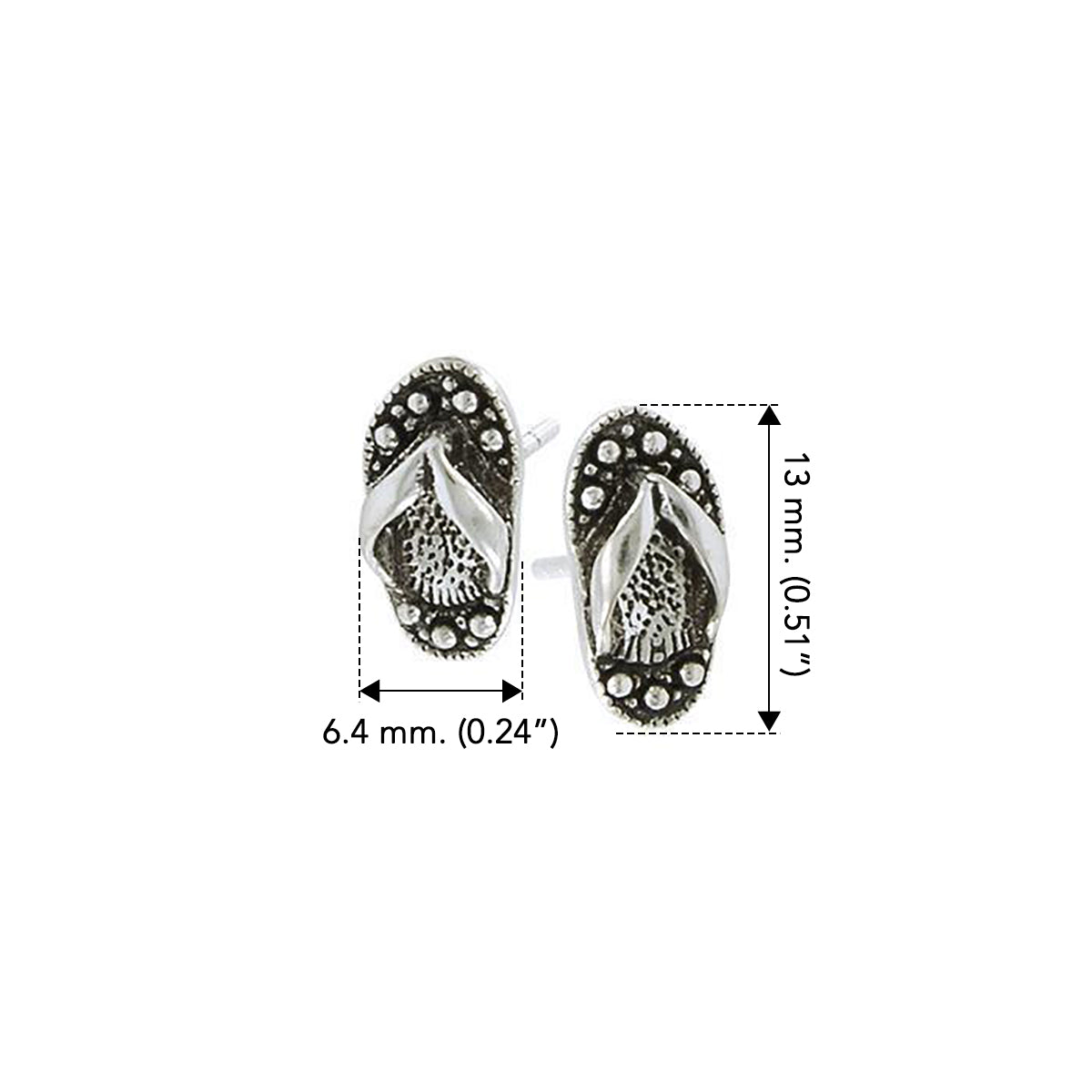 Flip Flop Sterling Silver Post Earrings TE328