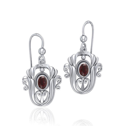 Celtic Knotwork Tulip with Gem Earrings TE595