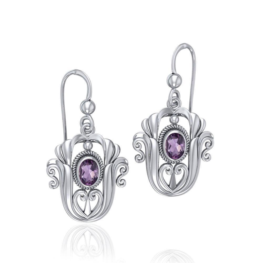 Celtic Knotwork Tulip with Gem Earrings TE595