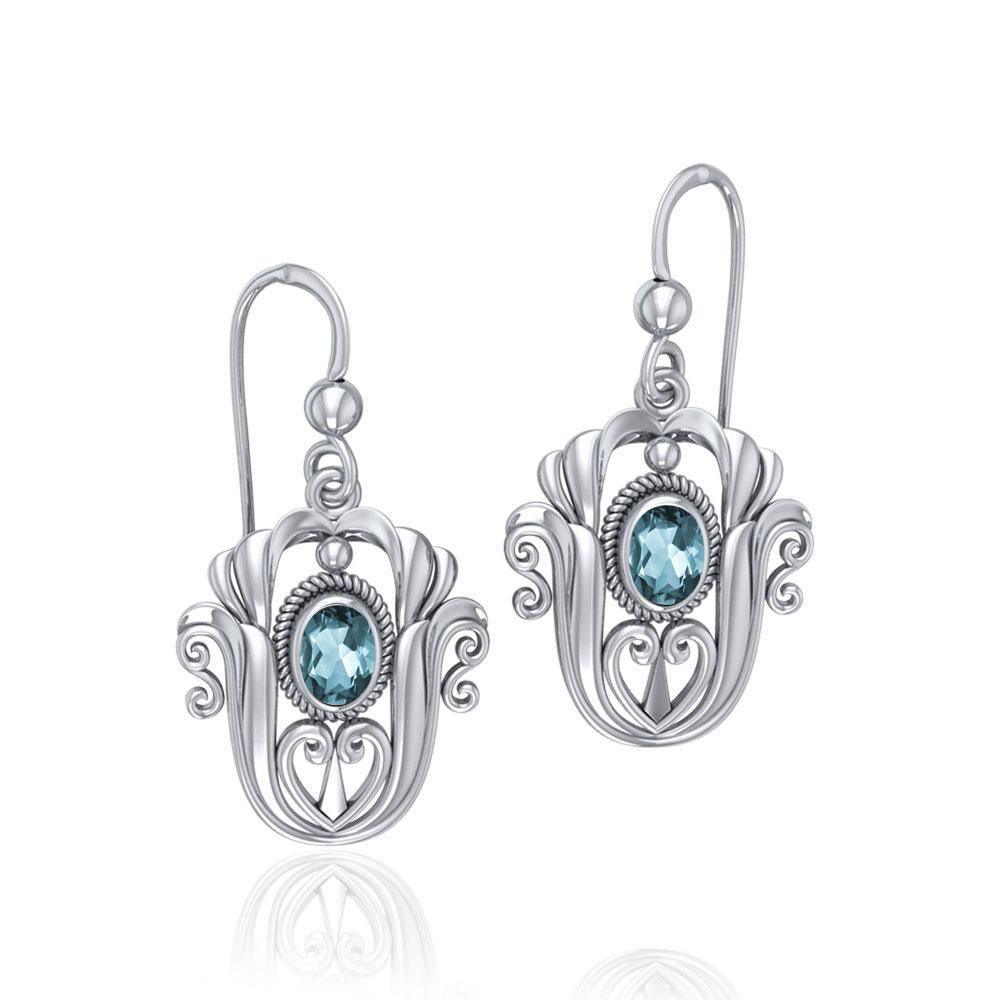 Celtic Knotwork Tulip with Gem Earrings TE595