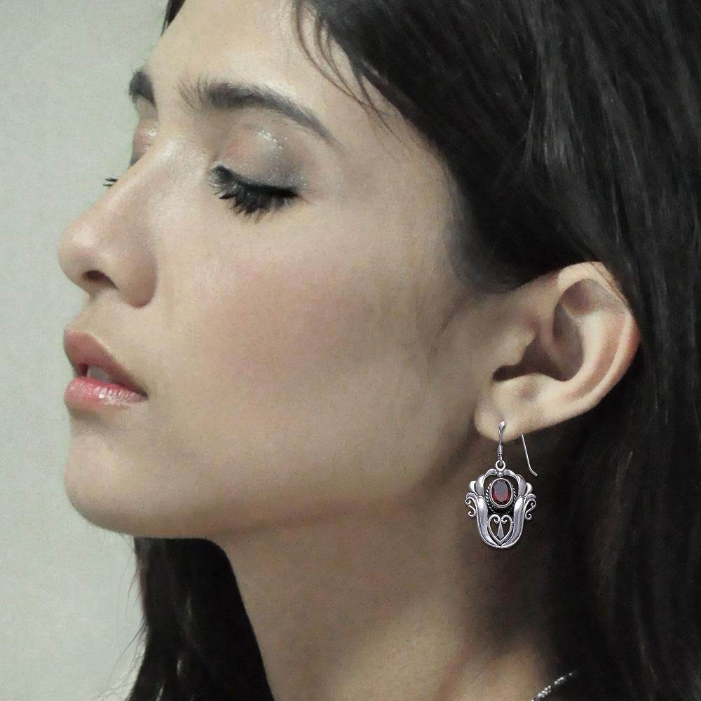 Celtic Knotwork Tulip with Gem Earrings TE595