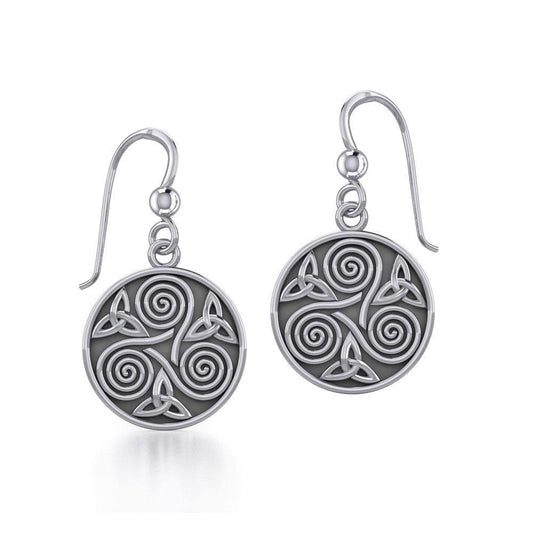 Celtic Silver Spiral Earrings TE651