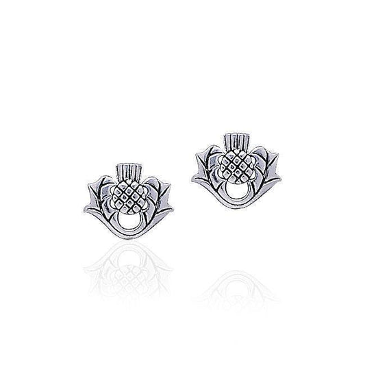 Scottish Thistle Silver Post Earrings TE870