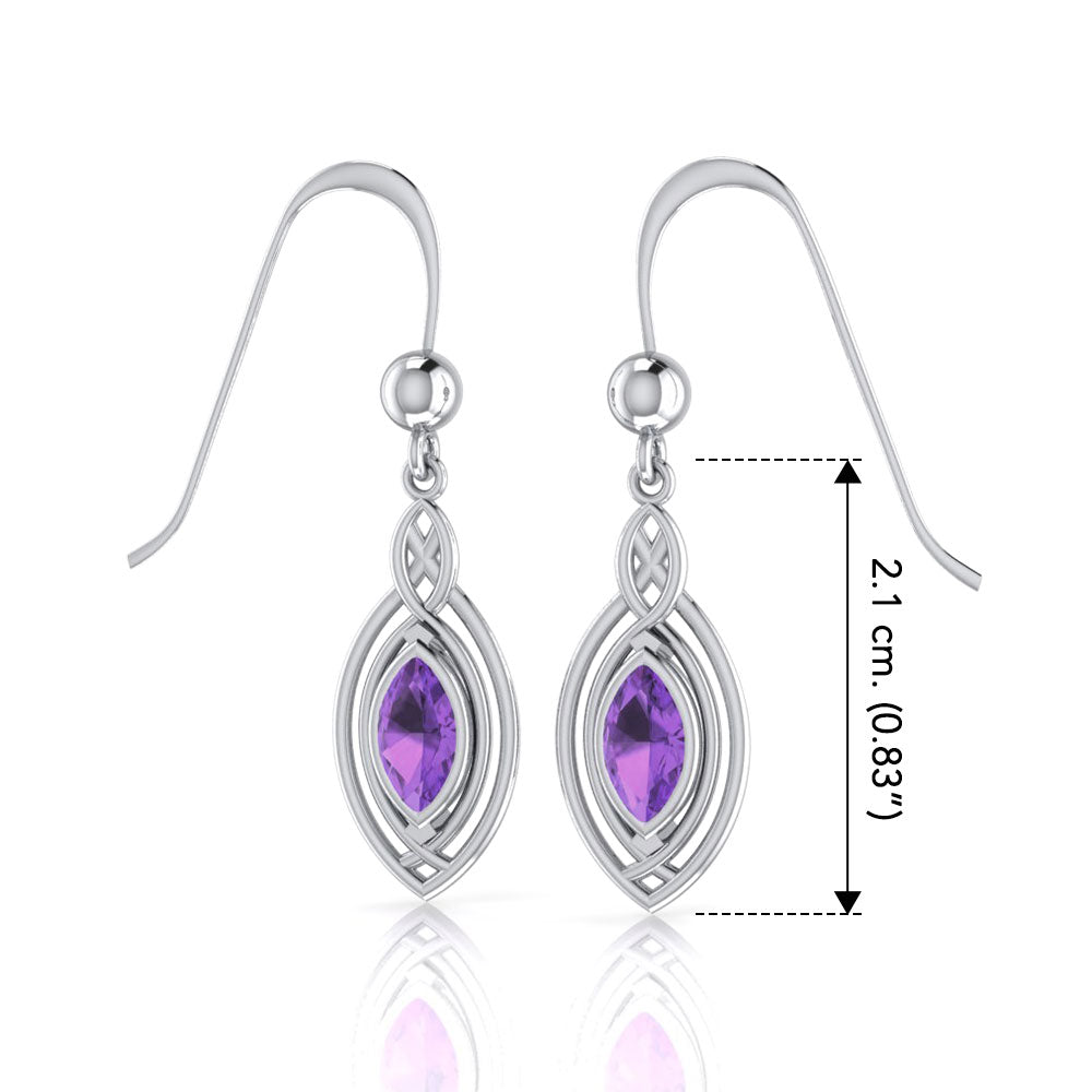 Celtic Knotwork Sterling Silver Earrings with Gemstone TE872