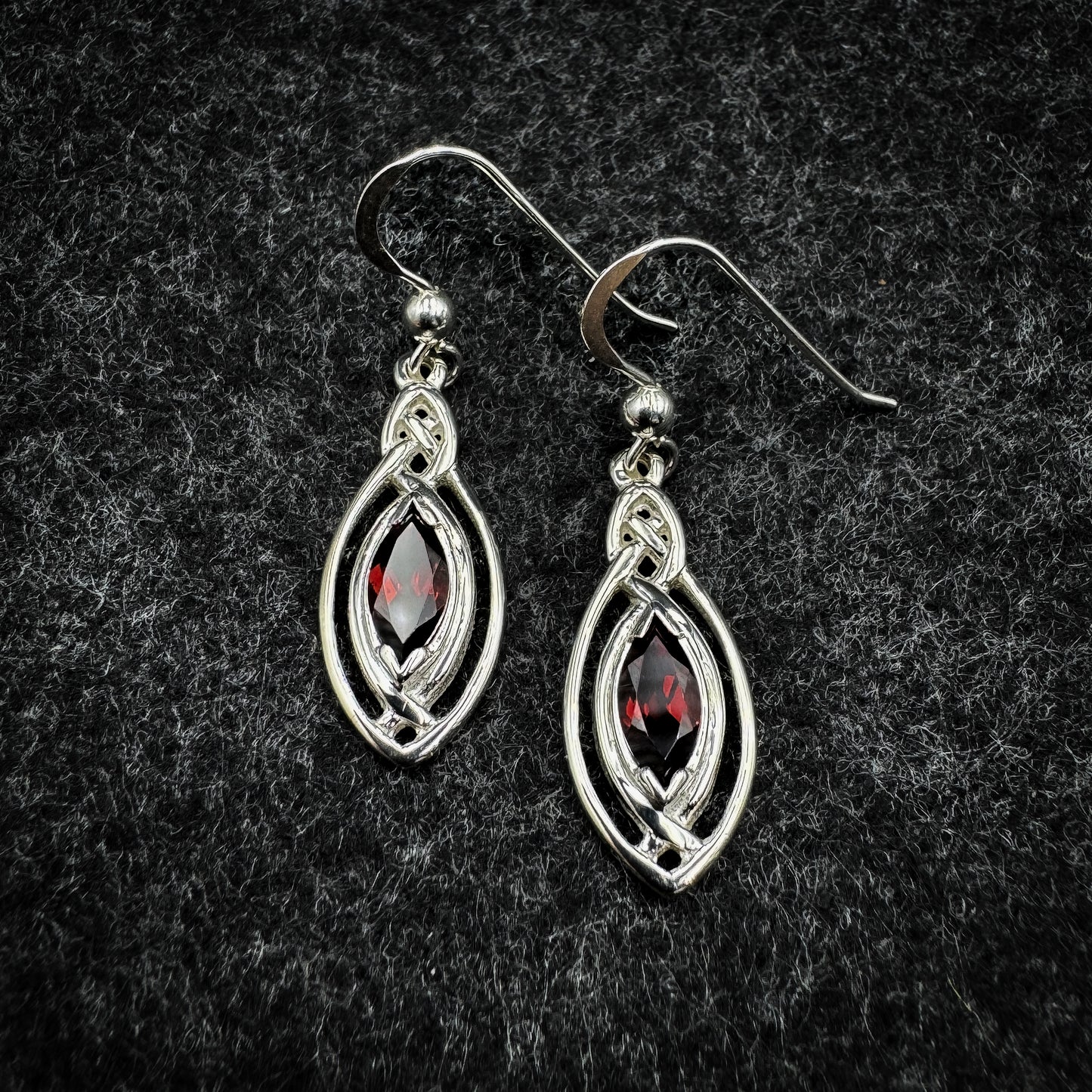 Celtic Knotwork Sterling Silver Earrings with Gemstone TE872