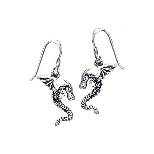 Dragons fly as they float ~ Sterling Silver Hook Earrings TE898