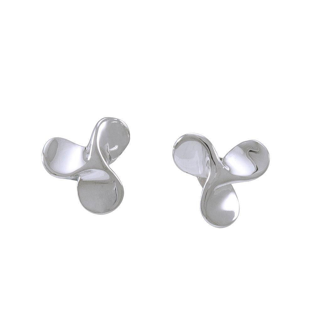 Boat Propeller Sterling Silver Post Earrings TE909