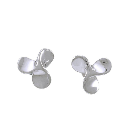 Boat Propeller Sterling Silver Post Earrings TE909