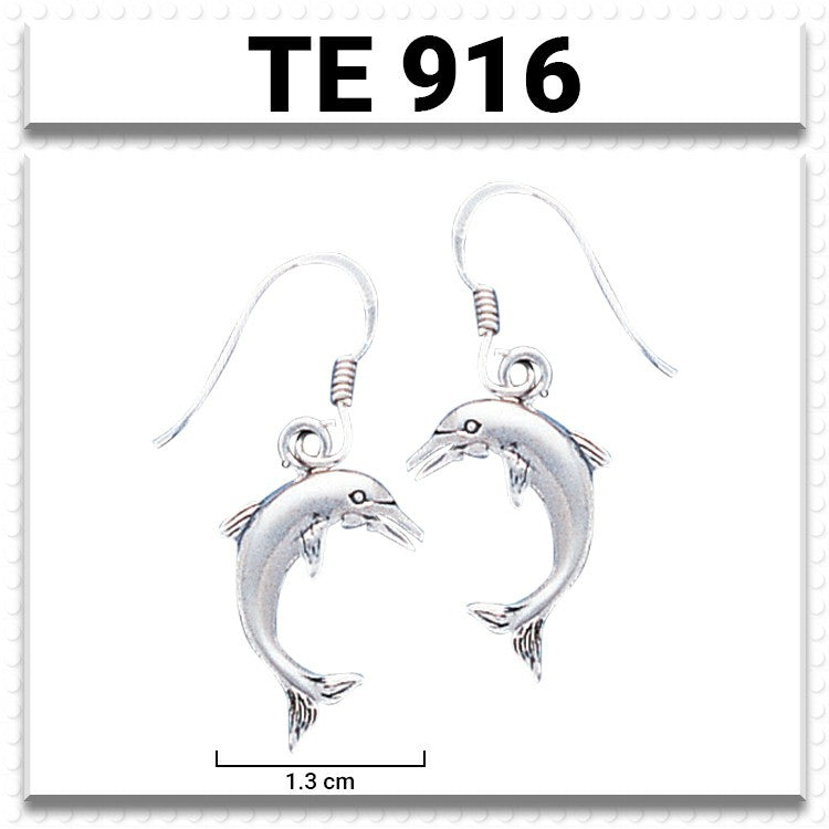 Jumping Dolphin Sterling Silver Earrings TE916