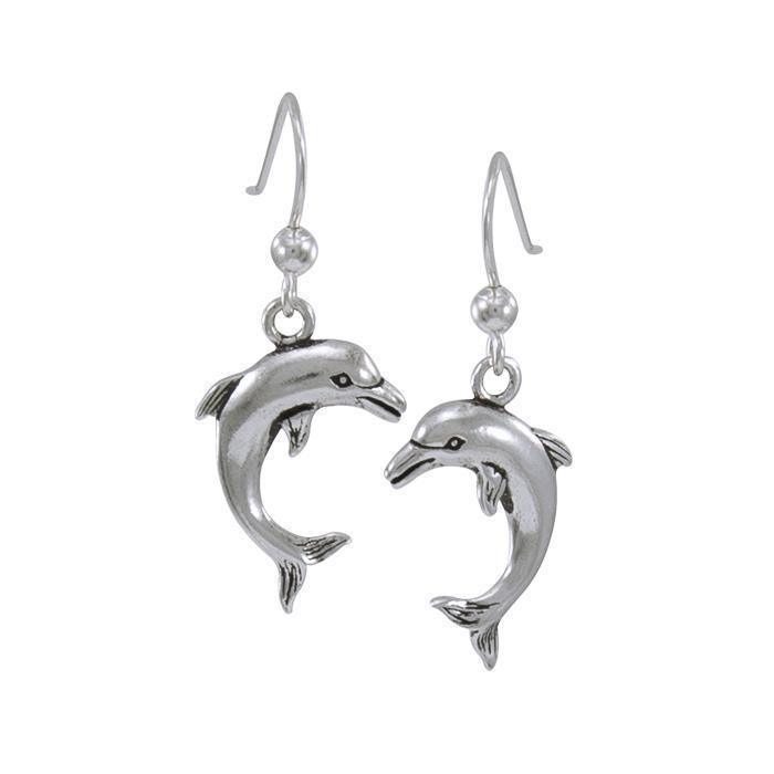 Jumping Dolphin Silver Earrings TE916