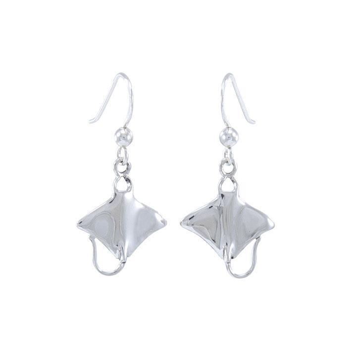 Manta Ray Silver Earrings TE963