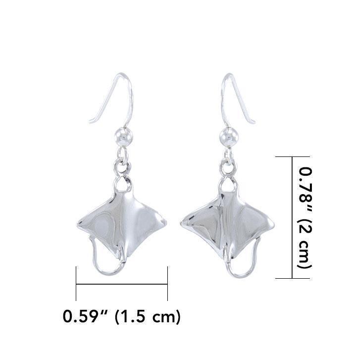 Manta Ray Silver Earrings TE963