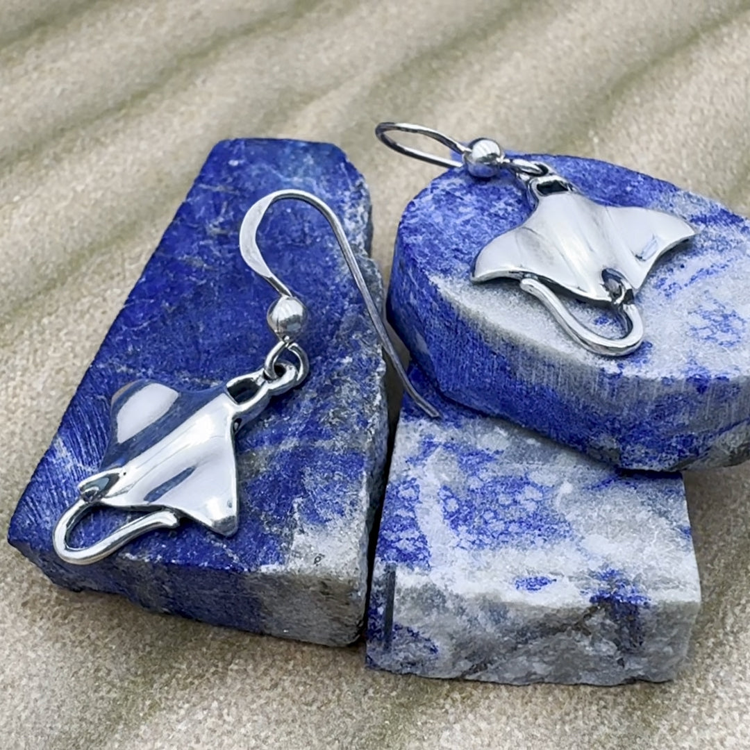 Manta Ray Sterling Silver Earrings TE963