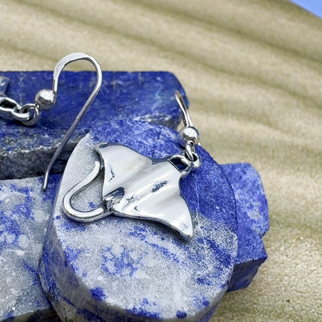 Manta Ray Sterling Silver Earrings TE963
