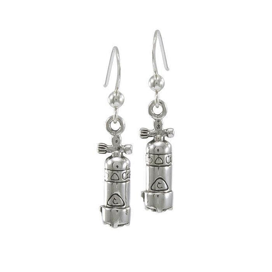 Large Dive Air Tank Silver Silver Earrings TE966