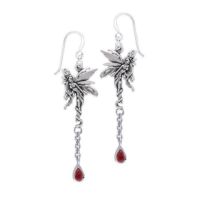 Firefly Fairy Silver Earrings with Dangling Gemstone TER001