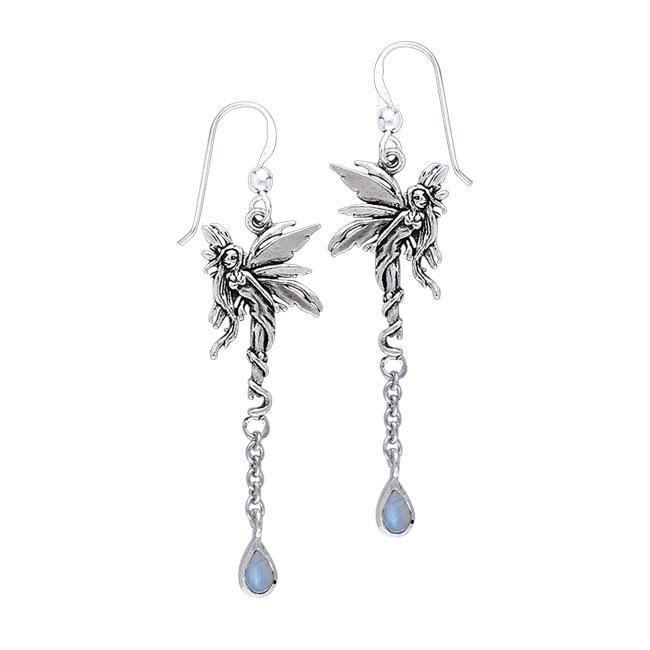 Firefly Fairy Silver Earrings with Dangling Gemstone TER001