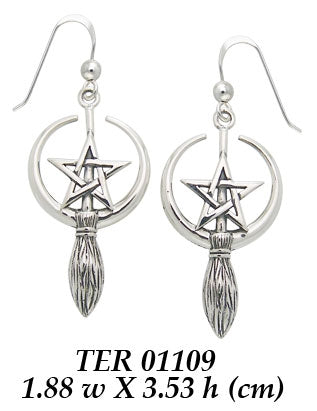 Moon, The Star and Broom Sterling Silver Earrings TER1109