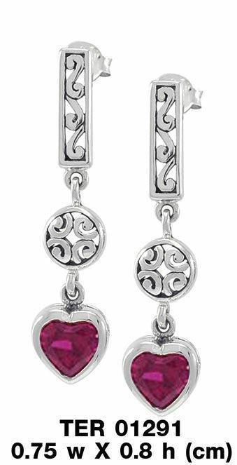 Modern Spiral with Heart Gemstone Earrings TER1291