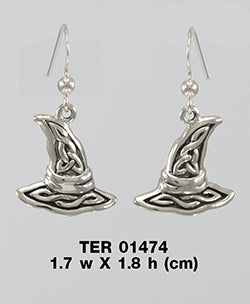 Witch's Hat with Triquetra Sterling Silver Earring TER1474