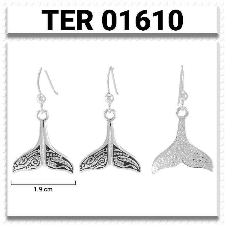 Whale Tail Aboriginal Sterling Silver Earrings TER1610
