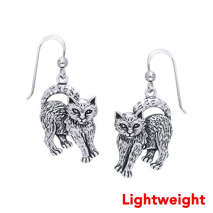 Lightweight Cat Familiar Sterling Silver Earrings TER2253