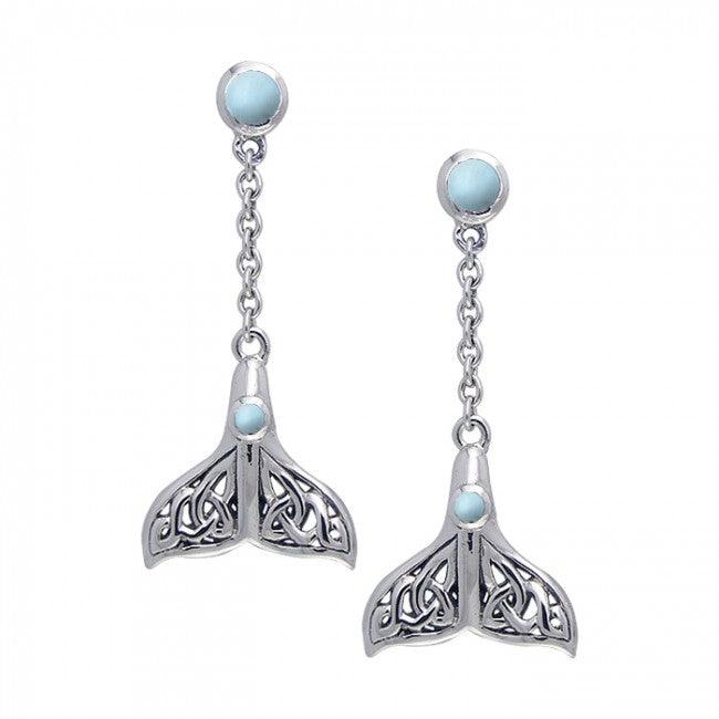 Celtic Knots Whale Tail Silver Earrings TER027