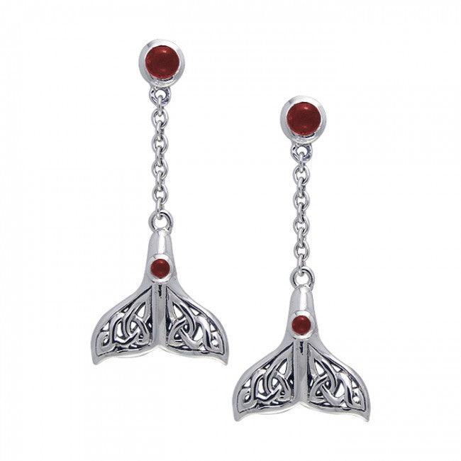 Celtic Knots Whale Tail Silver Earrings TER027