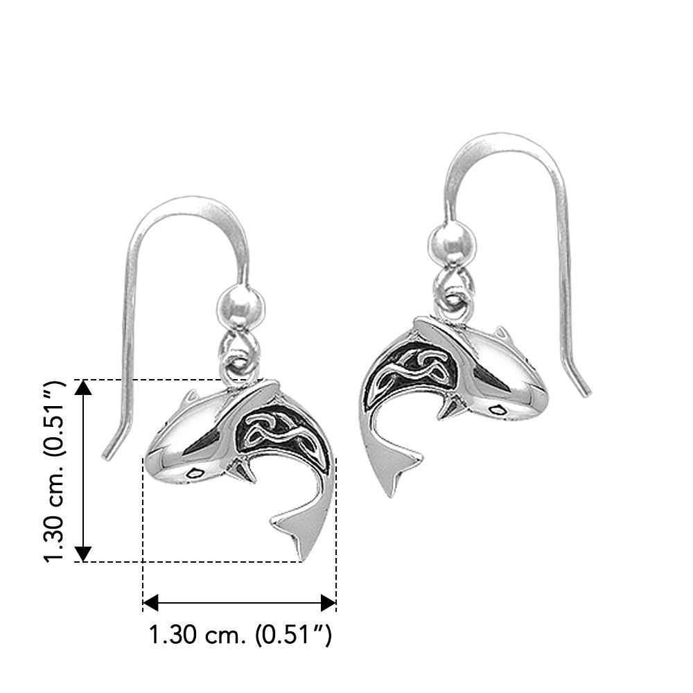 Celtic Shark Silver Earrings TER029 - peterstone.dropshipping