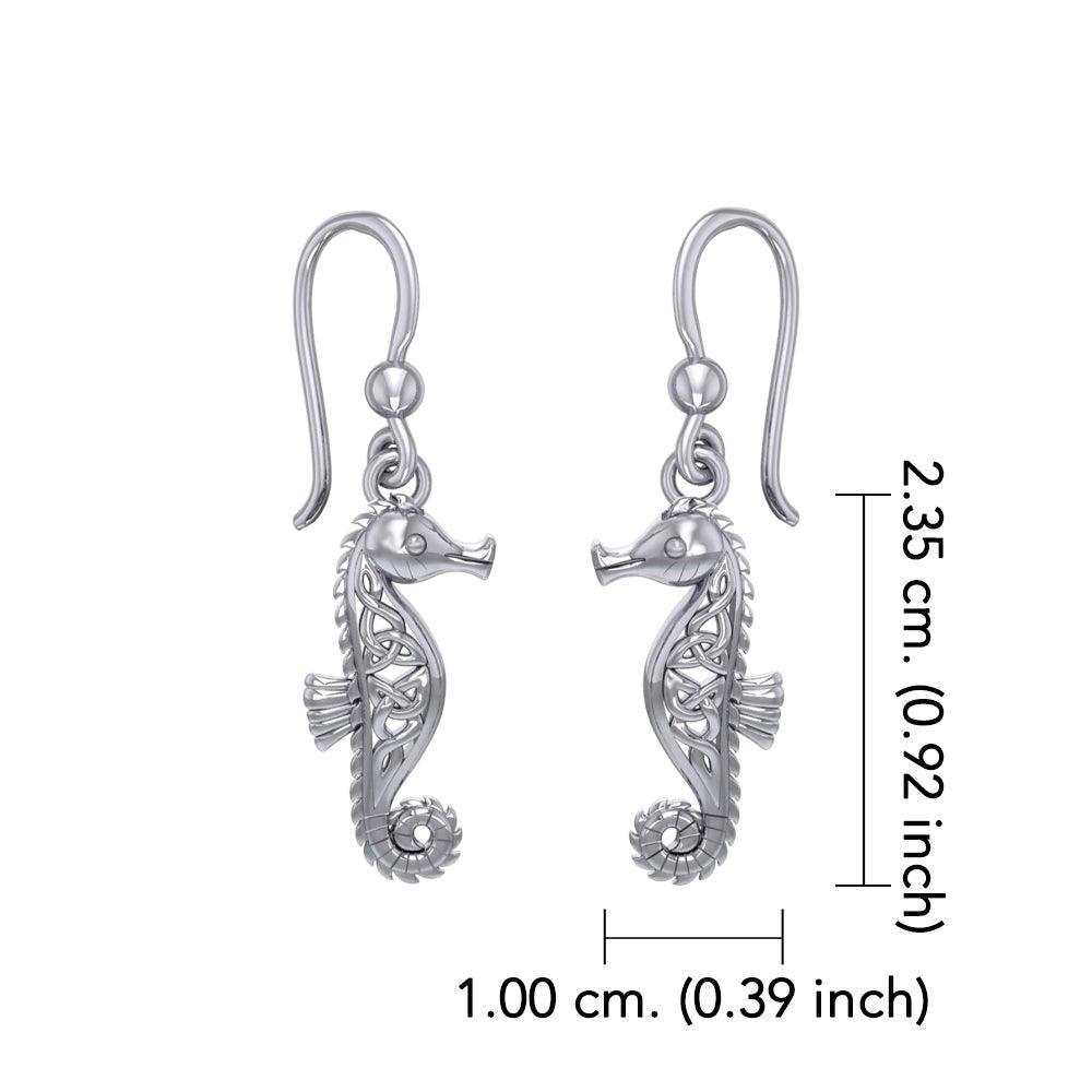Celtic Knots Seahorse Silver Earrings TER033 - peterstone.dropshipping