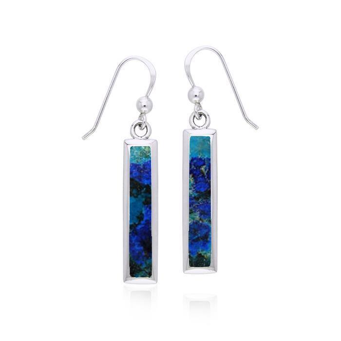 Rectangle Gemstone Inlay Earrings TER038