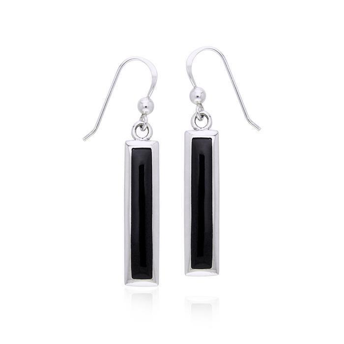 Rectangle Gemstone Inlay Earrings TER038