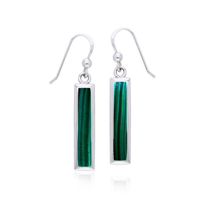 Rectangle Gemstone Inlay Earrings TER038